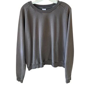 Outdoor Voices XL 100% Cotton Stone Wash Gray Raglan Sleeve Sweatshirt Crew Neck